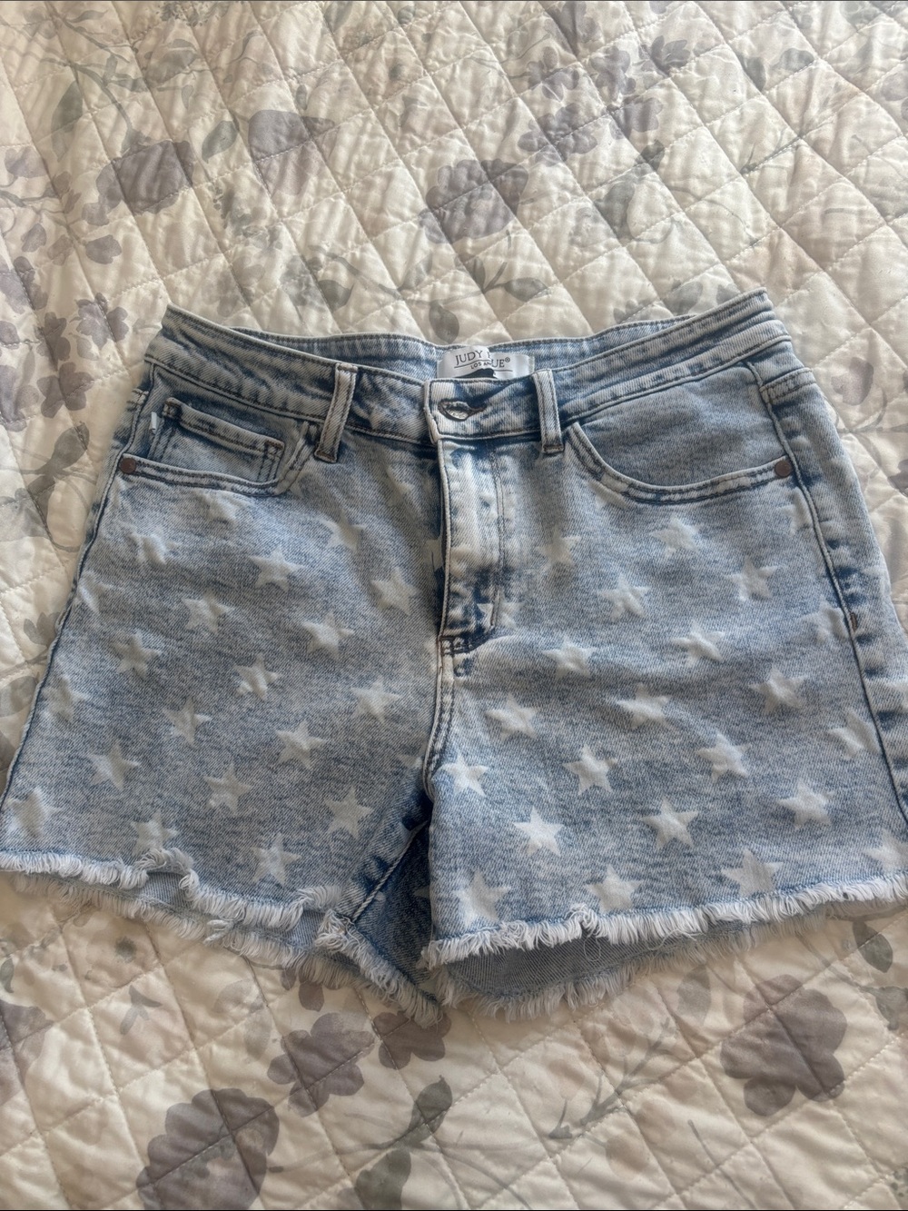 Judy Blue Light Blue Star Print Denim Shorts